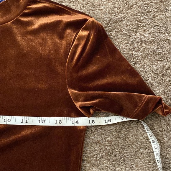 Zara | NWOT Brown Velvet Simple Midi Dress - Picture 3 of 6